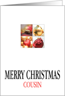 Cousin - Christmas 4 Ornaments collage in red/gold card