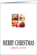 Great Aunt - Christmas 4 Ornaments collage in red/gold card