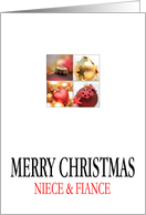 Niece & Fiance - Christmas 4 Ornaments collage in red/gold card