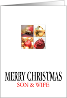Son & Wife - Christmas 4 Ornaments collage in red/gold card