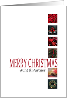 Aunt & Partner - Merry Christmas - Red christmas collage card