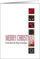 Grandma & Step Grandpa - Merry Christmas - Red christmas collage card