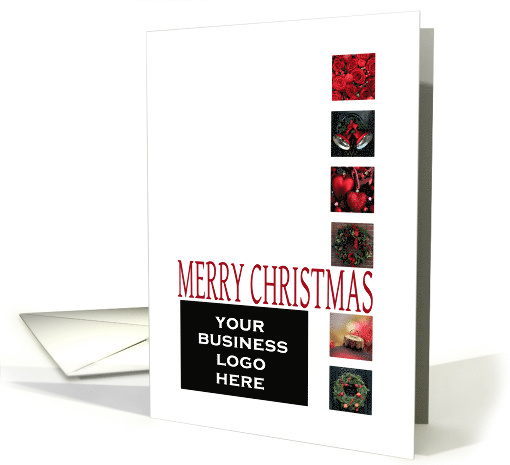 Merry Christmas Customizable with company logo - Red collage card