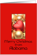 Alabama Merry Christmas - Gold/Red ornaments card