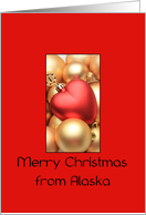 Alaska Merry Christmas - Gold/Red ornaments card