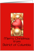 District of Columbia Merry Christmas - Gold/Red ornaments card
