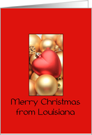 Louisiana Merry Christmas - Gold/Red ornaments card