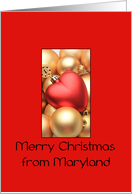 Maryland Merry Christmas - Gold/Red ornaments card