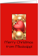 Mississippi Merry Christmas - Gold/Red ornaments card