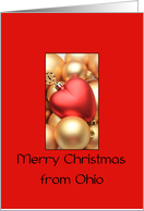 Ohio Merry Christmas - Gold/Red ornaments card