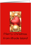 Rhode Island Merry Christmas - Gold/Red ornaments card