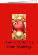 Wyoming Merry Christmas - Gold/Red ornaments card