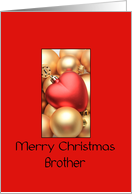 Brother Merry Christmas - Gold/Red ornaments card