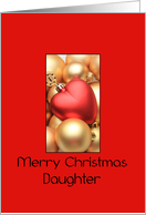 Daughter Merry Christmas - Gold/Red ornaments card