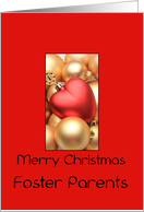 Foster Parents Merry Christmas - Gold/Red ornaments card