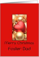 Foster Dad Merry Christmas - Gold/Red ornaments card
