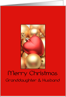 Granddaughter & Husband Merry Christmas - Gold/Red ornaments card