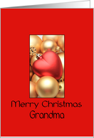 Grandma Merry Christmas - Gold/Red ornaments card