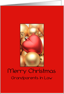 Grandparents in Law Merry Christmas - Gold/Red ornaments card