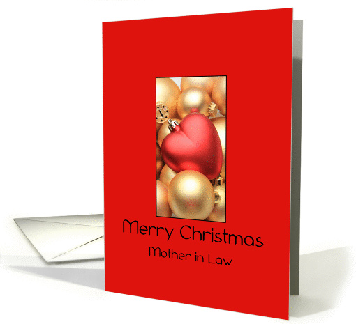 Mother in Law Merry Christmas - Gold/Red ornaments card (1150888)