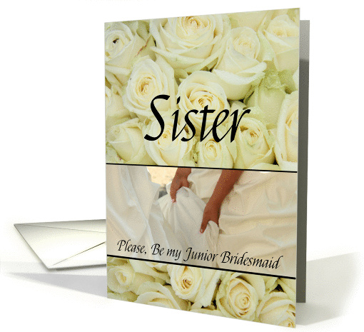 Sister - Be my Junior Bridesmaid - Girl holding dress card (1158802)