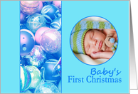 photocard Baby’s First Christmas - Baby boy blue ornament card