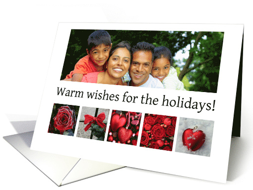 Photocard - Red Collage warm holiday wishes card (1161684)