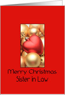 Sister in Law Merry Christmas - Gold/Red ornaments card
