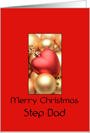 Step Dad Merry Christmas - Gold/Red ornaments card