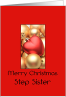 Step Sister Merry Christmas - Gold/Red ornaments card