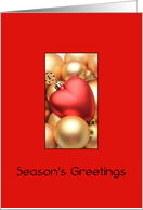 Season’s Greetings - Gold/Red ornaments card