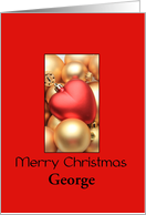 Merry Christmas Customize for Any Name - Gold/Red ornaments card