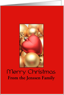 Merry Christmas Customize for Any Name - Gold/Red ornaments card