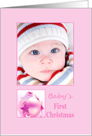 photocard Baby’s First Christmas - Baby girl pink ornament card