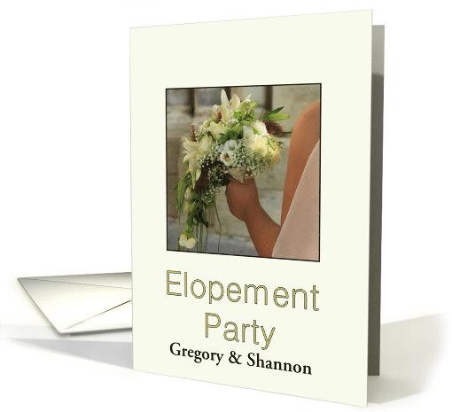 Elopement Party invitation - custom front - Bride & Bouquet card