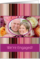 Engagement Announcement Custom Front Pastel Roses & Stripes card