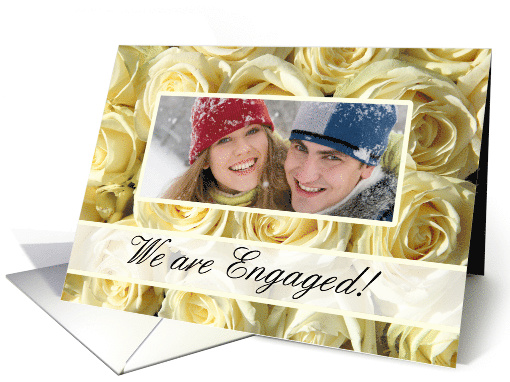 Engagement announcement - Custom Front - white roses card (1176096)