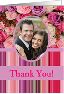 Wedding Thank You Custom Front Pastel Roses and Stripes card