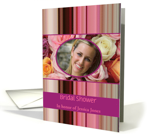 bridal shower - Custom Front - Pastel roses and stripes card (1180732)