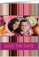 Save the Date - Custom Front - Pastel roses and stripes card