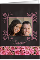 Engagement announcement - Chalkboard pink roses - Custom Front card