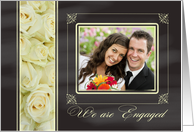 Engagement announcement - Chalkboard white roses - Custom Front card