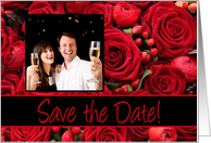 Save the Date - Custom Front - Red roses card