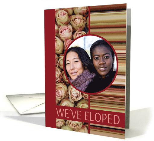 Weve Eloped! - Custom Front - pale roses & stripes card (1182110)