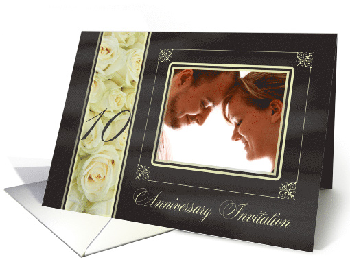 10th Anniversary Invitation -Chalkboard white roses -... (1185970)