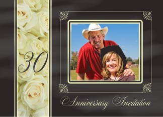 30th Anniversary Invitation -Chalkboard white roses - Custom Front