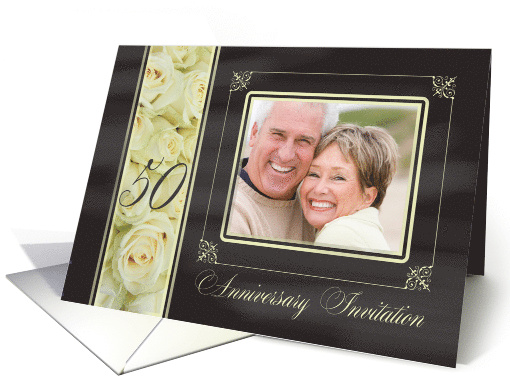 50th Anniversary Invitation -Chalkboard white roses -... (1186012)