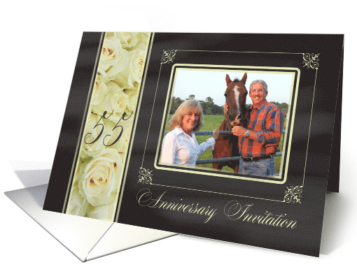 55th Anniversary Invitation -Chalkboard white roses -... (1186014)