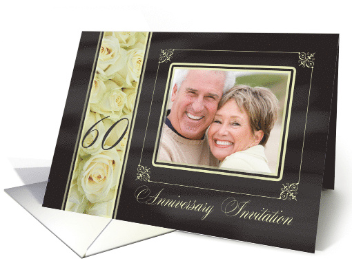 60th Anniversary Invitation -Chalkboard white roses -... (1186016)