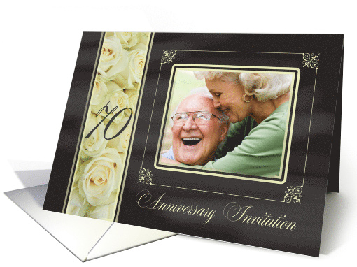 70th Anniversary Invitation -Chalkboard white roses -... (1186020)